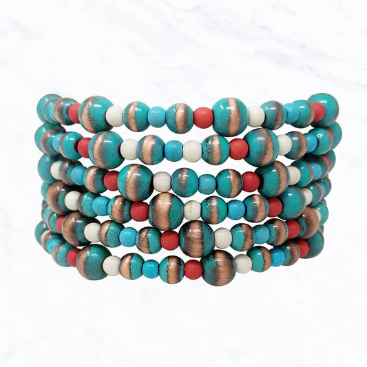 Multi Strand Western Pearl Wire Bracelet: Patina Multi