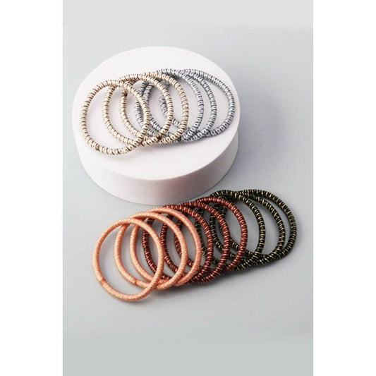 Metallic Stripe Hair Tie Set: MIX COLOR