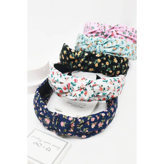 Ditsy Floral Printed Knotted Headband: MIX COLOR / ONE