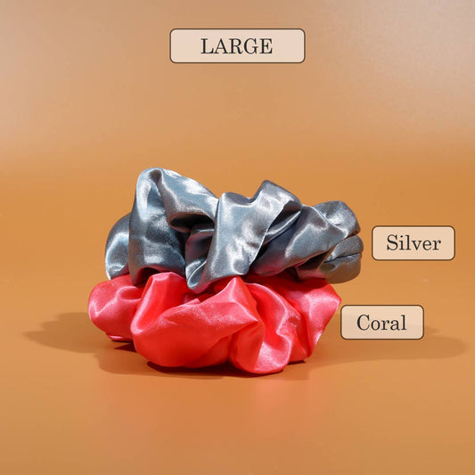 Satin Silky Scrunchie: Large / Coral