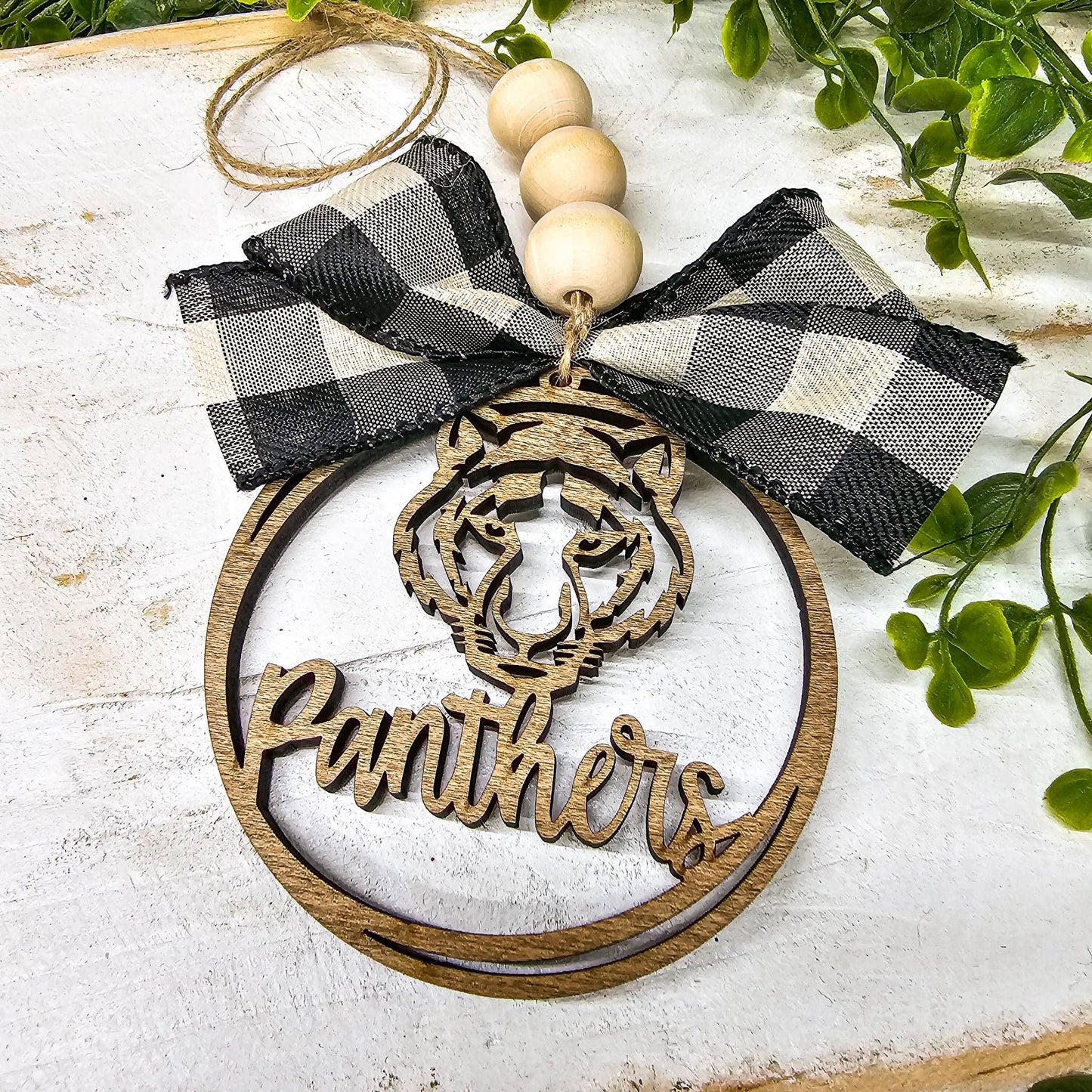 Panthers School Spirit Mascot Car Charm Ornament Jewelry: Cow Print